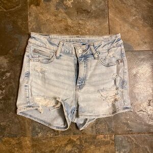 American Eagle Light Wash Ripped Jean Shorts